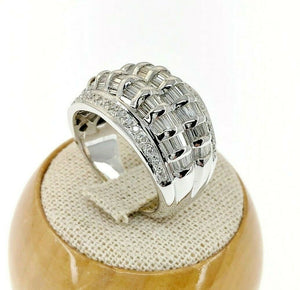 2.25 Carats Baguette & Round Diamond Wide 16mm Channel Pave Anniversary Ring