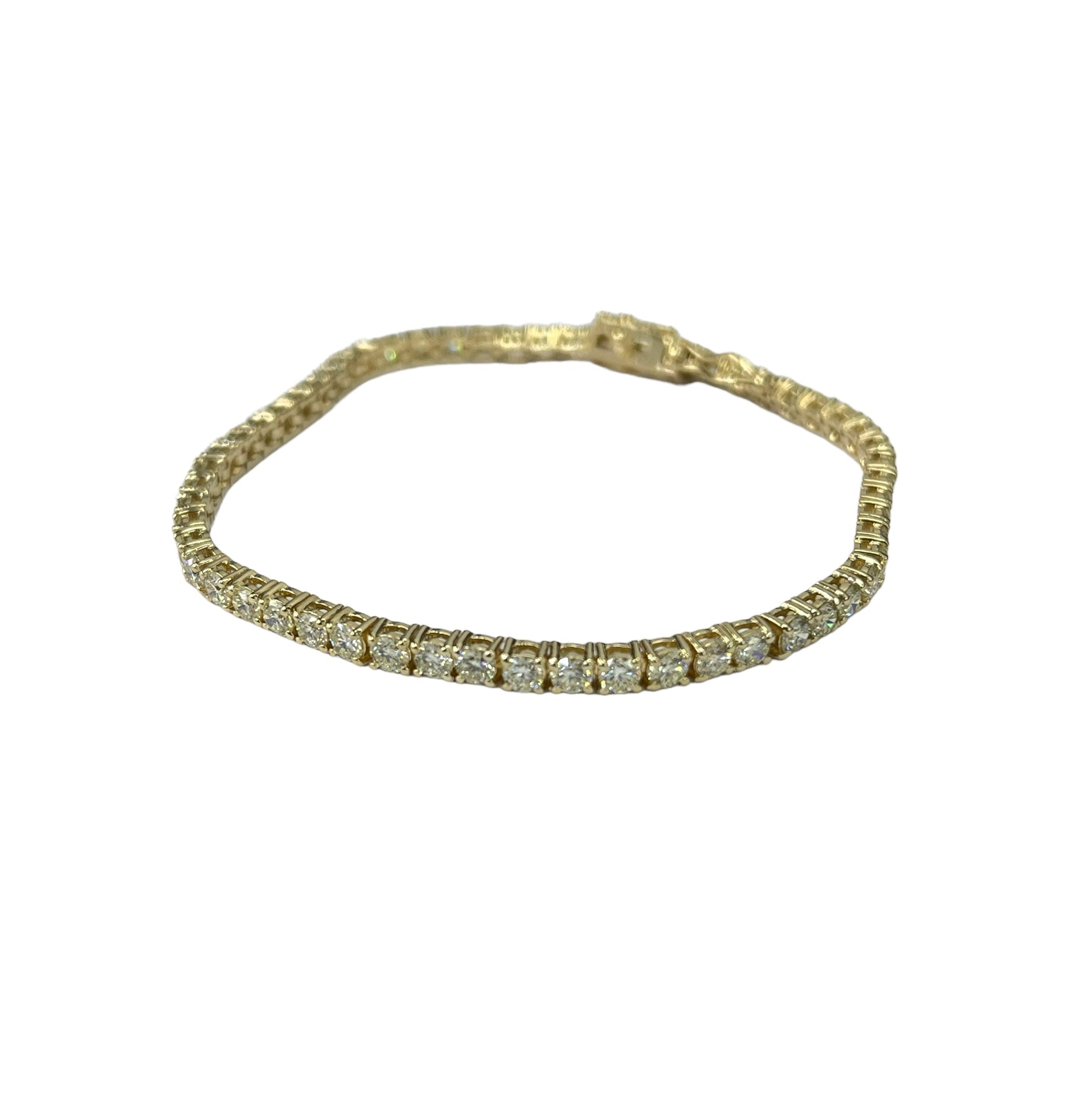 Tennis Diamond Bracelet Round Brilliants 5.05 Carats Yellow Gold 14kt