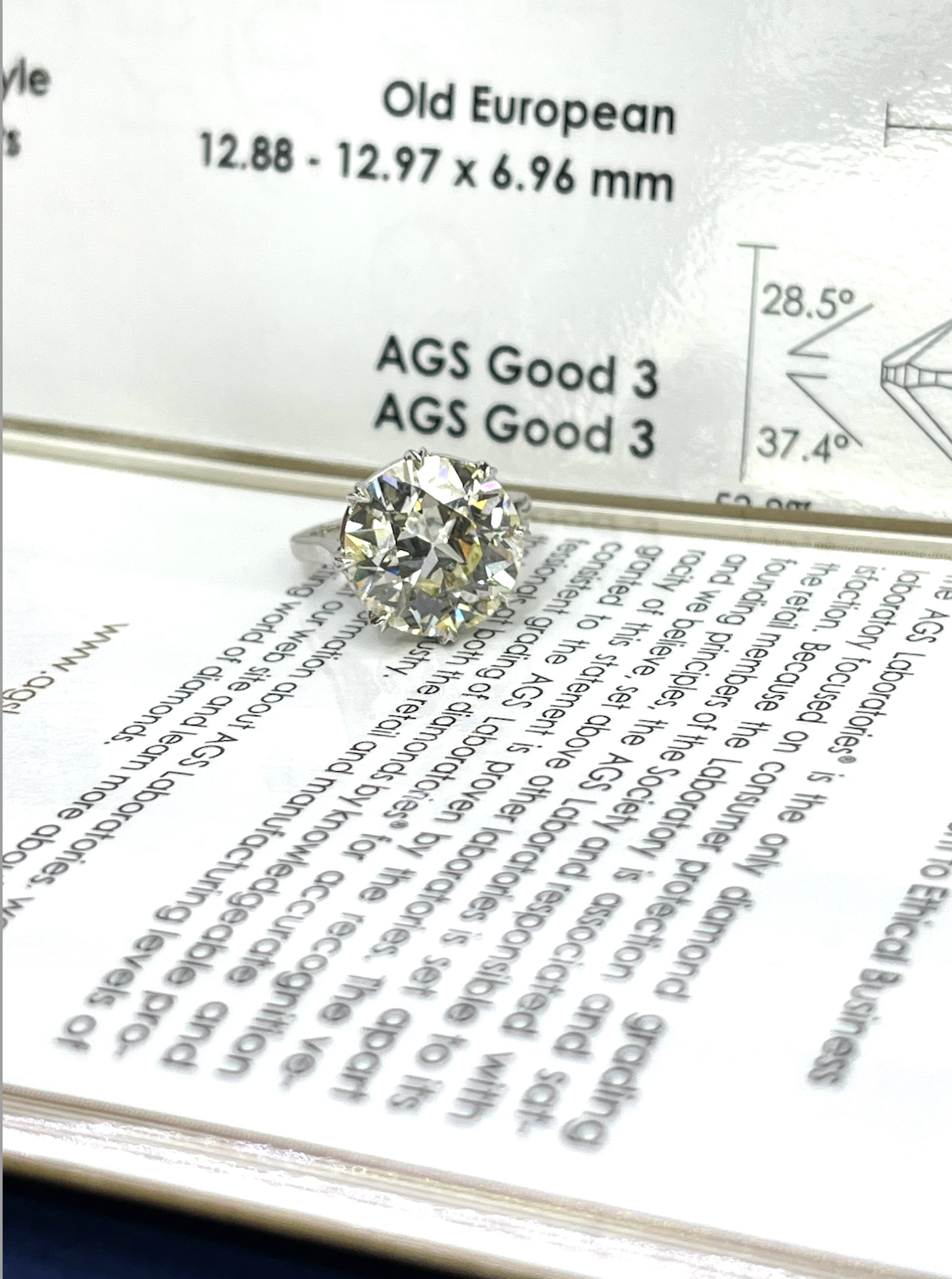 Original Antique Old European Diamond Engagement Solitaire Ring 7.05 CT N/SI-1