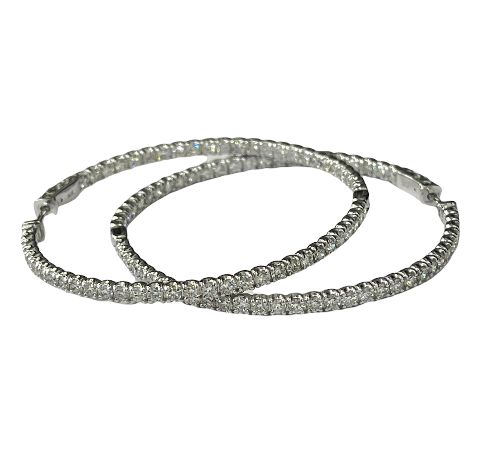 Round Brilliants Large In and Out Hoop Diamond Earrings