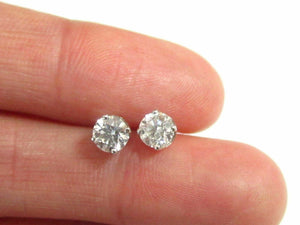 .69 Total Carats Round Cut Diamond Stud Earrings Push Back G-H SI1 14k WhiteGold