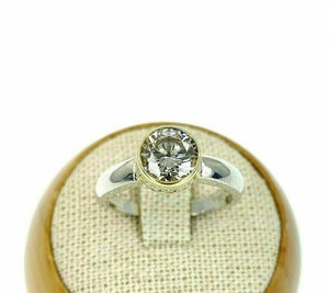 1.56 Carats tw Round Diamond Solitaire Wedding/Engagement Ring 18K 2 tone Gold