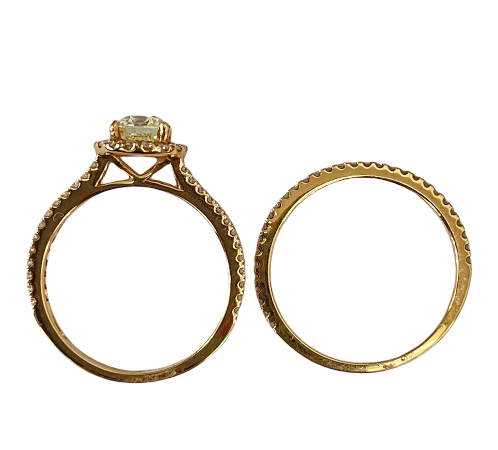 Round Brilliant Engagement Diamond Ring Set Rose Gold 18kt