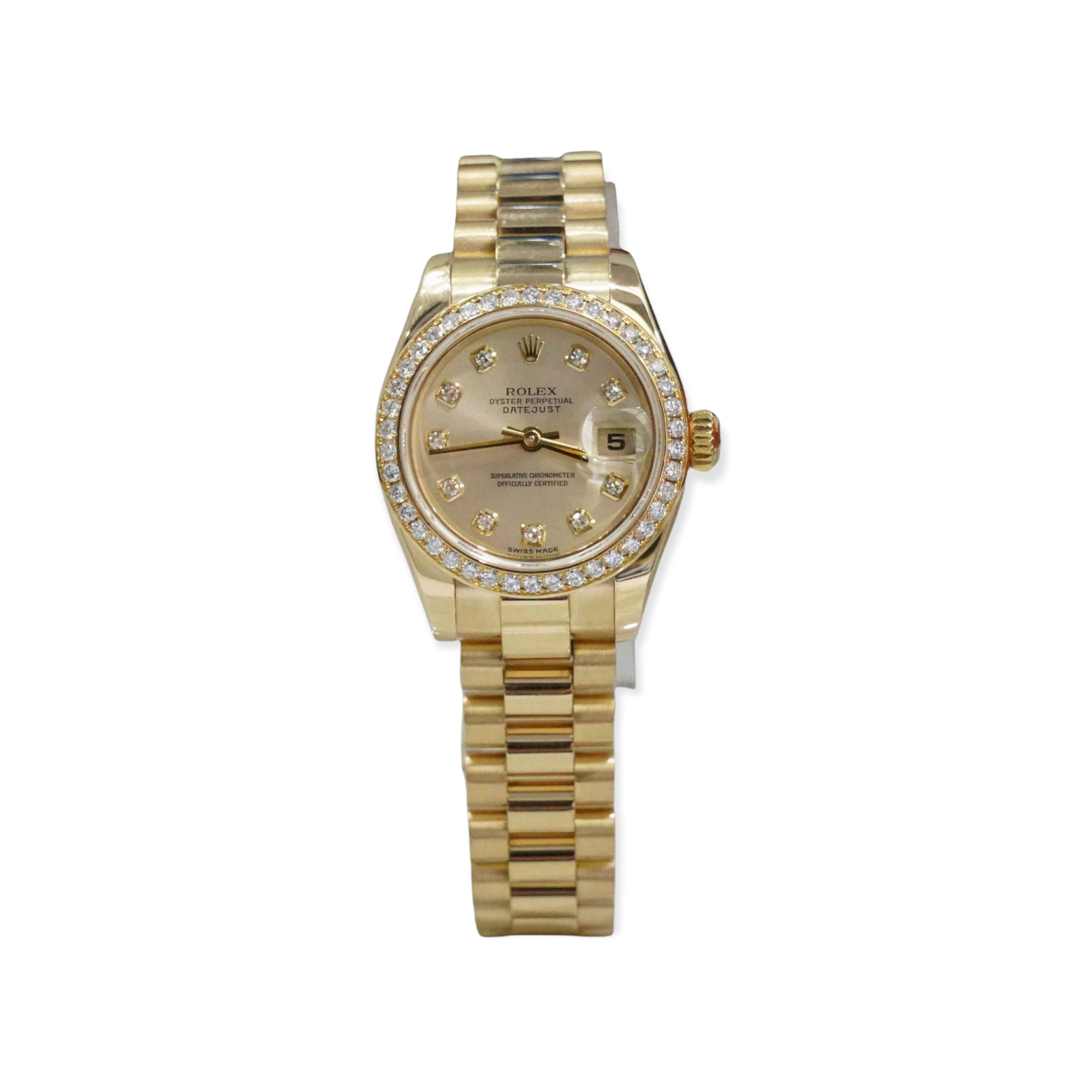 Rolex ladies president white 2025 gold