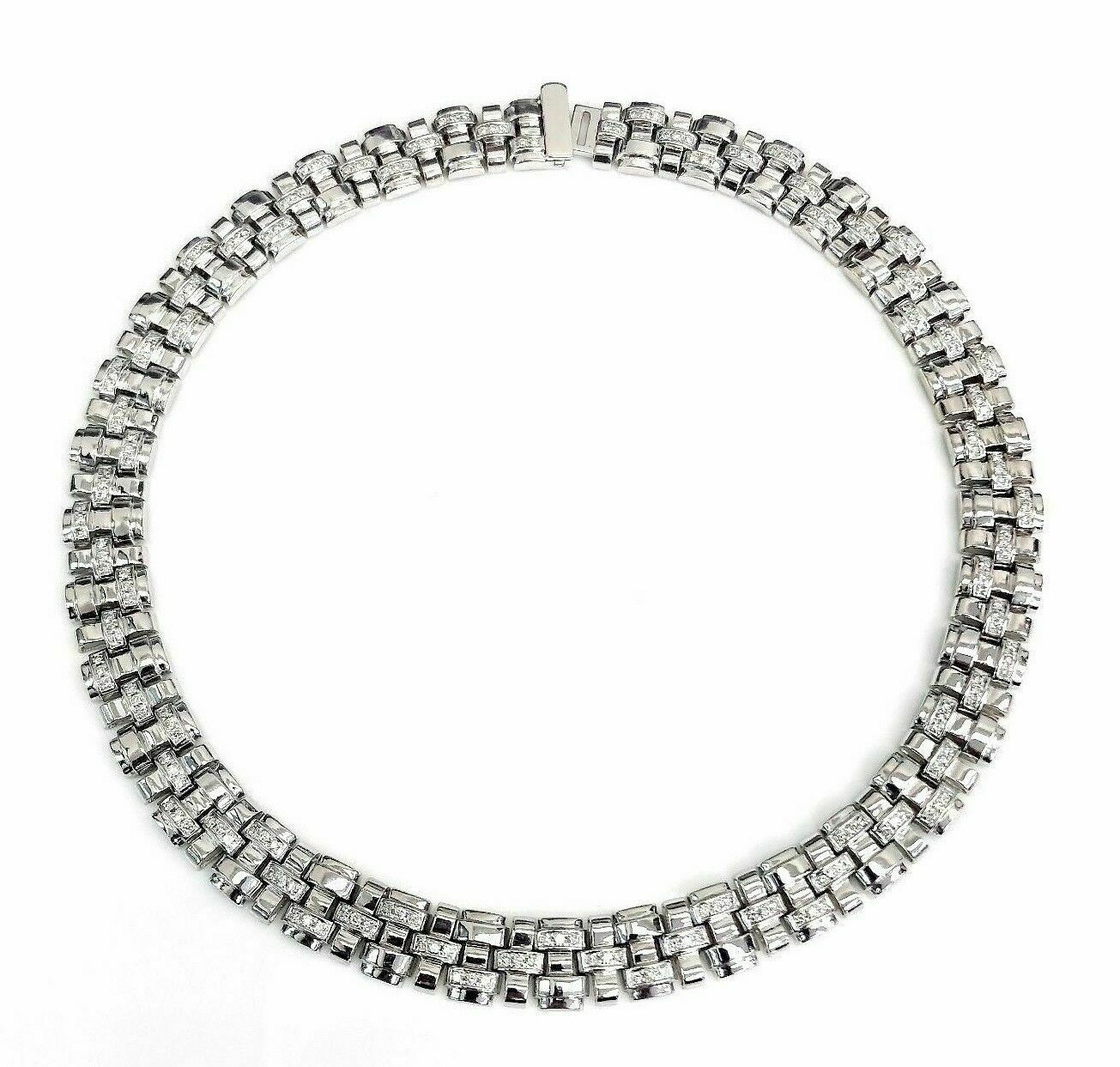 Custom Made 2.55 Carats Diamond Dinner Necklace Chain14K White Gold