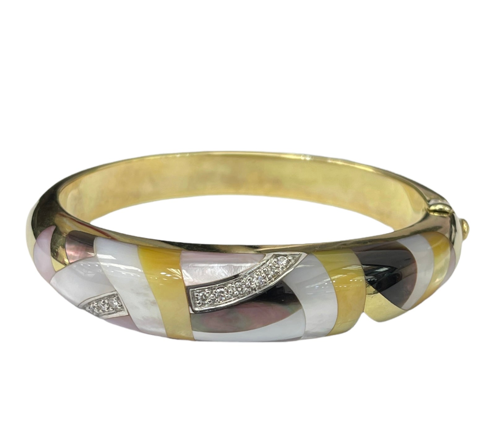 Asch Grossbardt 14K Yellow Gold Multi-Gemstone Diamond Bangle Bracelet