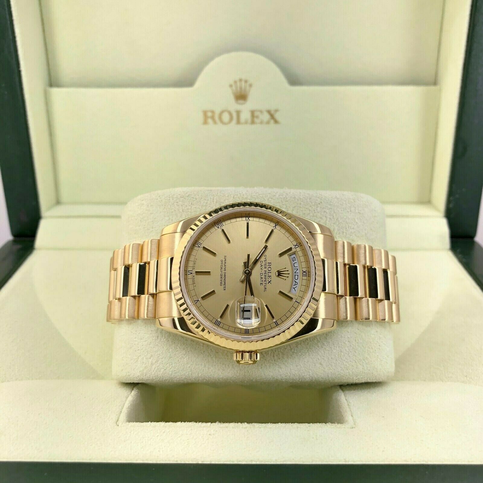 Rolex Day Date President 36mm Watch 118238 Box and Papers Double Quick Set