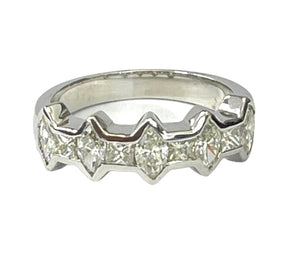 Marquise and Princess Cut Diamond Ring 1.41 Carats White Gold
