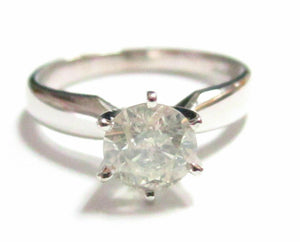 .79 TCW Round Cut Diamond Solitaire Engagement Ring Size 5.5 G I2 14k White Gold