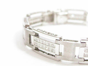 4.75 TCW Handmade Men's Princess Cut Diamond Bracelet G SI1 14k White Gold