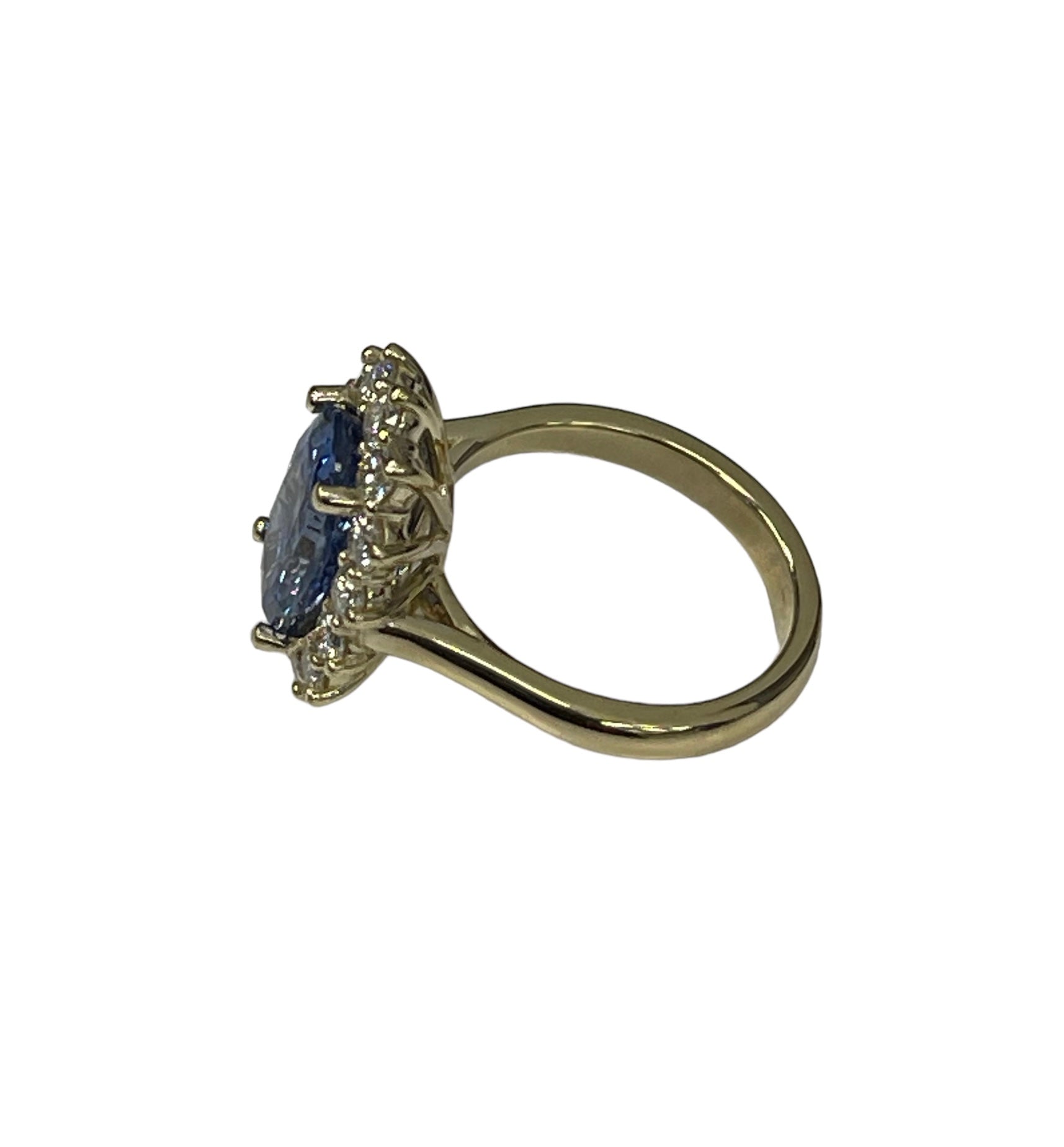 Ceylon Sapphire Diamond Ring Yellow Gold Certified