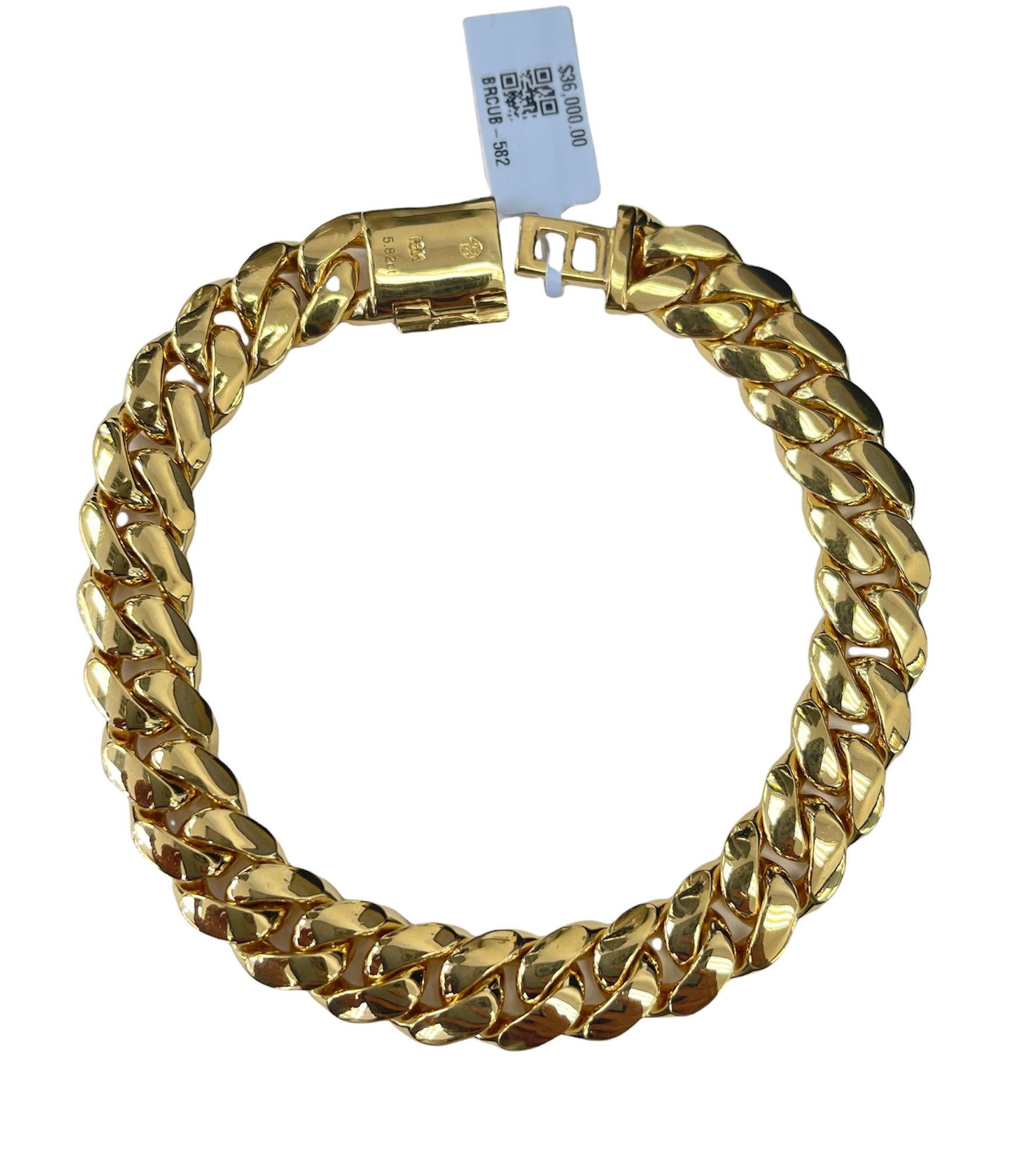Cuban Link Diamond Bracelet Round Brilliants 5.82 Carats Yellow Gold 18kt