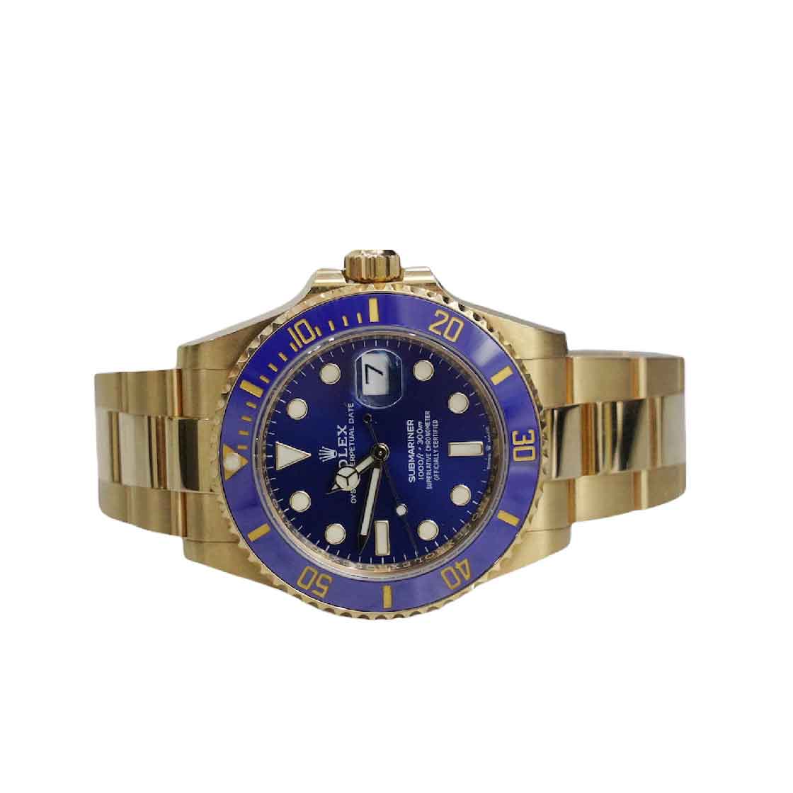 Rolex Submariner Watch 41 mm Blue Dial Solid 18K Yellow Gold Watch 126618LB