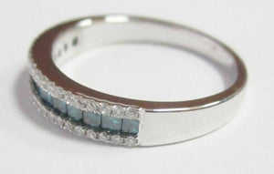.64 TCW Natural Round Blue Diamond 1/2 Eternity Band/Ring Size 6 14k White Gold