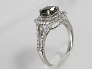 1.65 TCW Natural Cushion Fancy Brown Diamond Solitaire Ring Size 7 18k WhiteGold