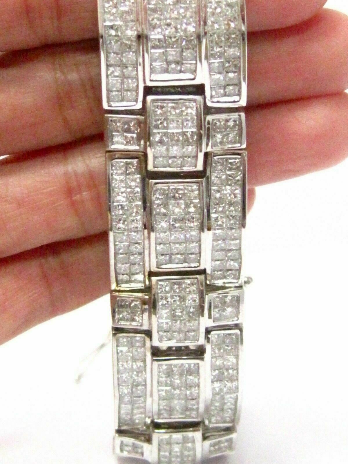 Men's Princess Cut Invisible Set Diamond Bracelet G VS2/SI1 14k
