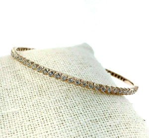 0.95 Carats Round Diamond Eternity Soft Flexible Bangle Bracelet 14K Rose Gold