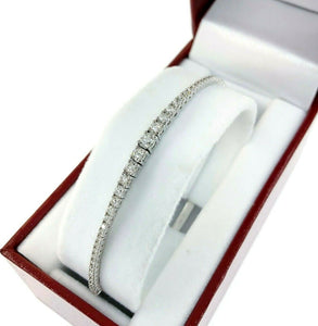 1.14 Carats Graduated Round Diamond Soft Flexible Bangle Bracelet 14K White Gold