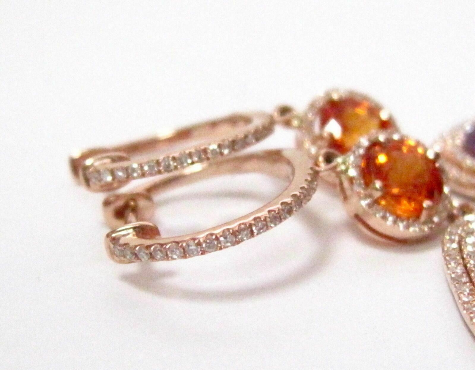 16.20 TCW Ruby & Sapphire w/ Diamond Accents Dangle/Drop Earrings 14k Rose Gold