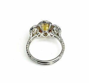 Natural 1.56 Carats GIA Fancy Intense Oval Diamond Ring w Additional 1.32 Carats
