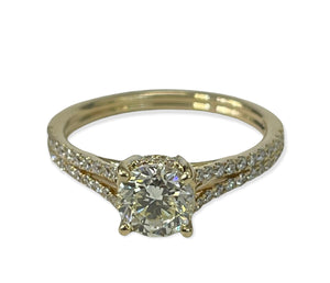 Certified Round Brilliant Diamond Engagement Ring EGL Yellow Gold