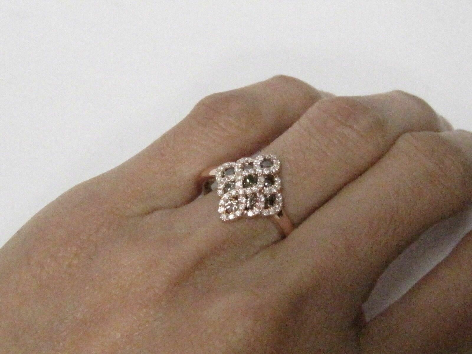 .72 TCW Natural Champagne Diamond Cocktail Ring Size 6.5 14k Rose Gold