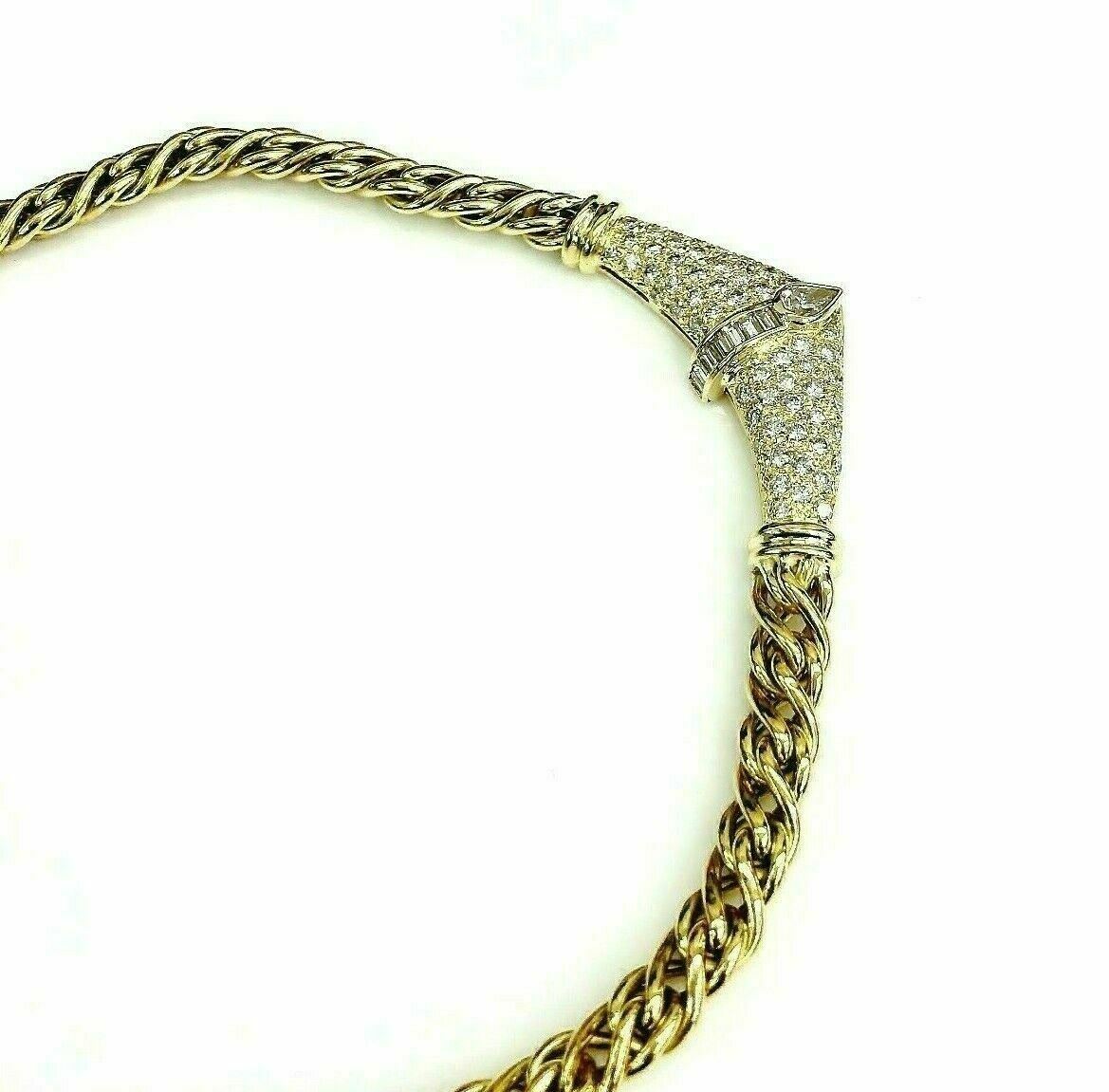 2.25 Carats t.w. Pear Baguette and Round Diamond Dinner Necklace 18K Gold