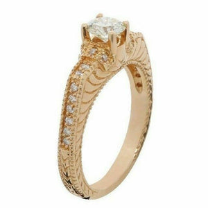 Vintage Antique Reproduction .84ct Round Cut Diamond Engagement Ring 14k YelGold