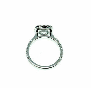 Custom Made Platinum Halo Diamond Wedding Ring AGS 1.50 Carats Center Diamond