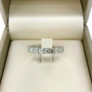 3.08 Carats Asscher Cut Diamond Eternity Band Ring H VS1 Diamonds 14K White Gold