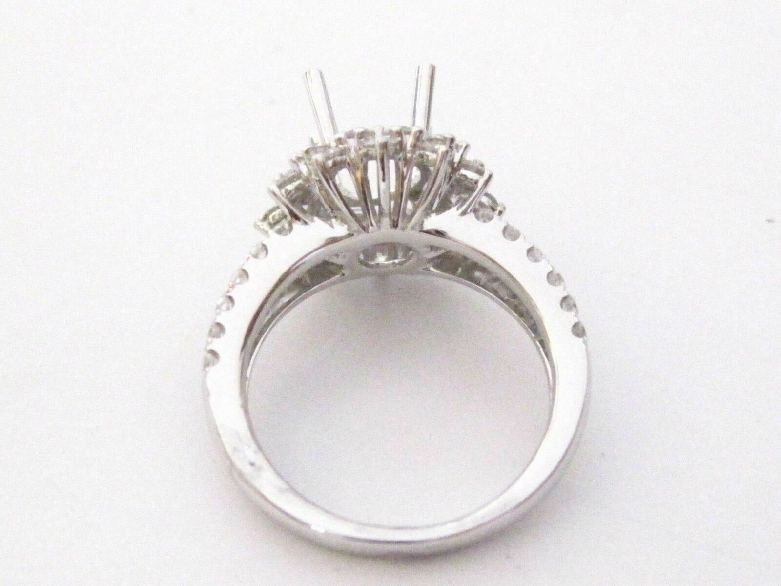 Fine F-VS-1 4 Prongs Wide Semi-Mounting Round Diamond Ring Engagement 18k W/G