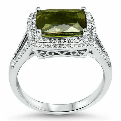 3.19 TCW Tourmaline with Diamond Accents 14K White Gold Ring Size 6.5