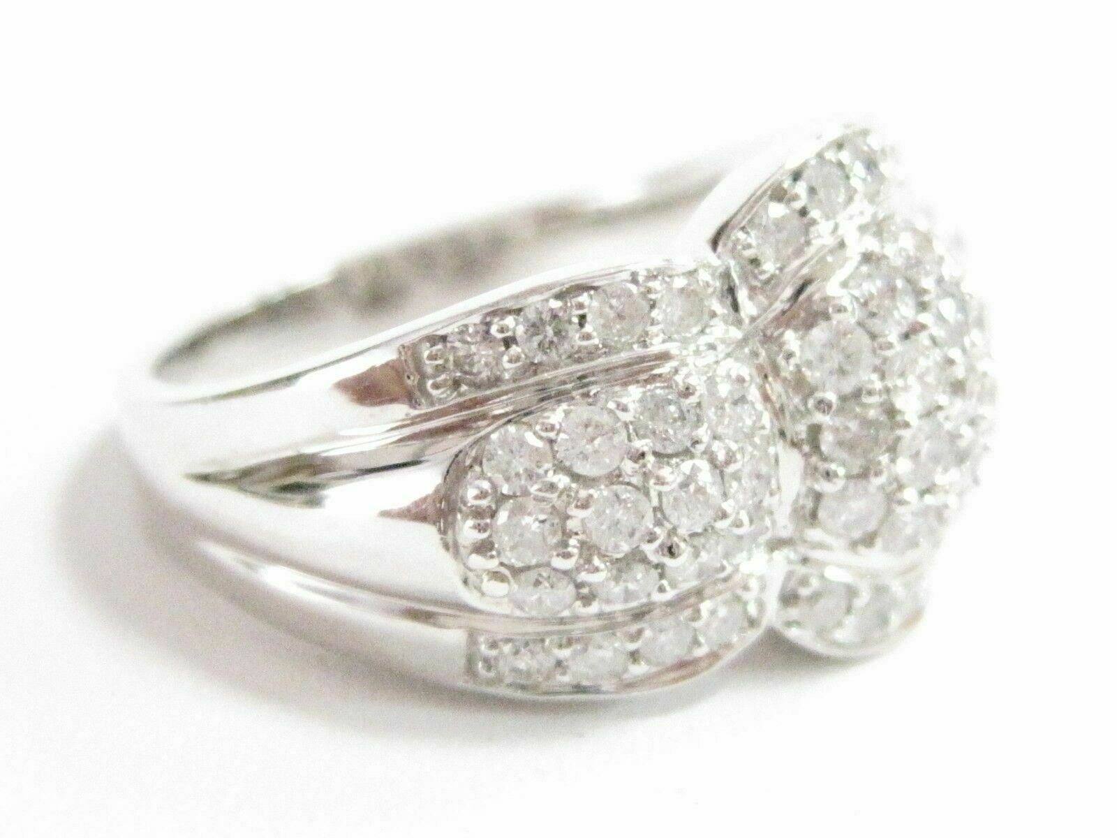 FINE Round Brilliants Wide Designer Inspired Diamond Ring 14kt White Gold