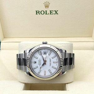 Rolex Datejust II Oystersteel and white gold, White Dial, Fluted Bezel R116334