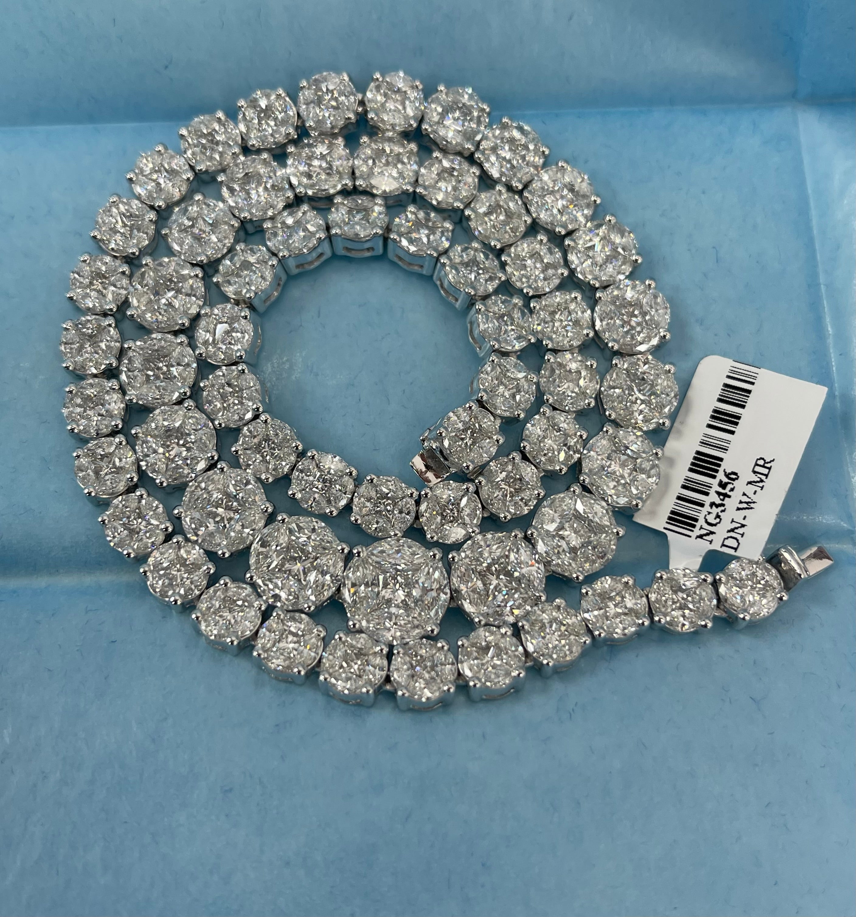 Natural Marquise and Princess Cut Illusion Diamond Necklace 28.55 Carats