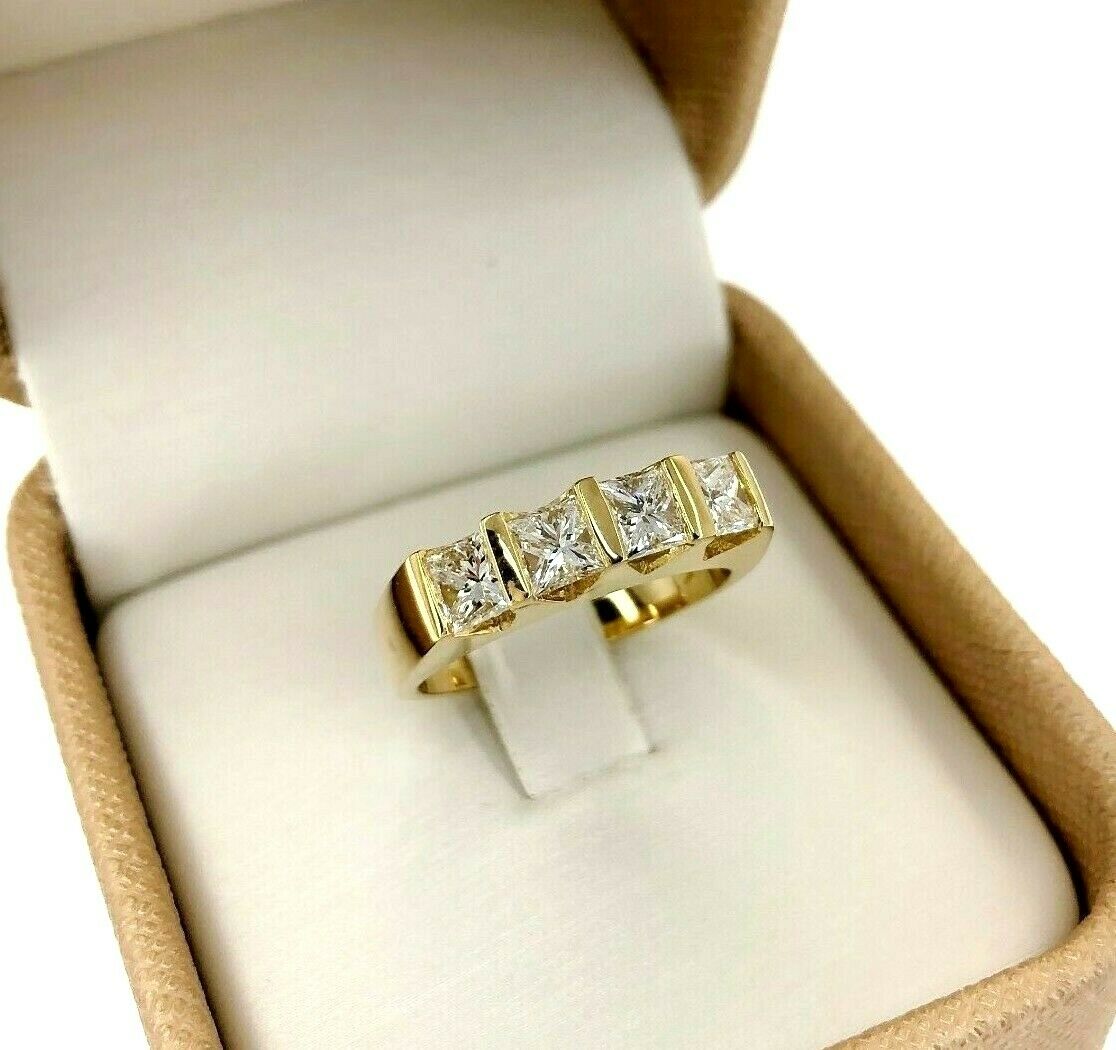 1.40 Carats Princess Cut Diamond Channel Set Anniversary Ring Wedding Band 18K