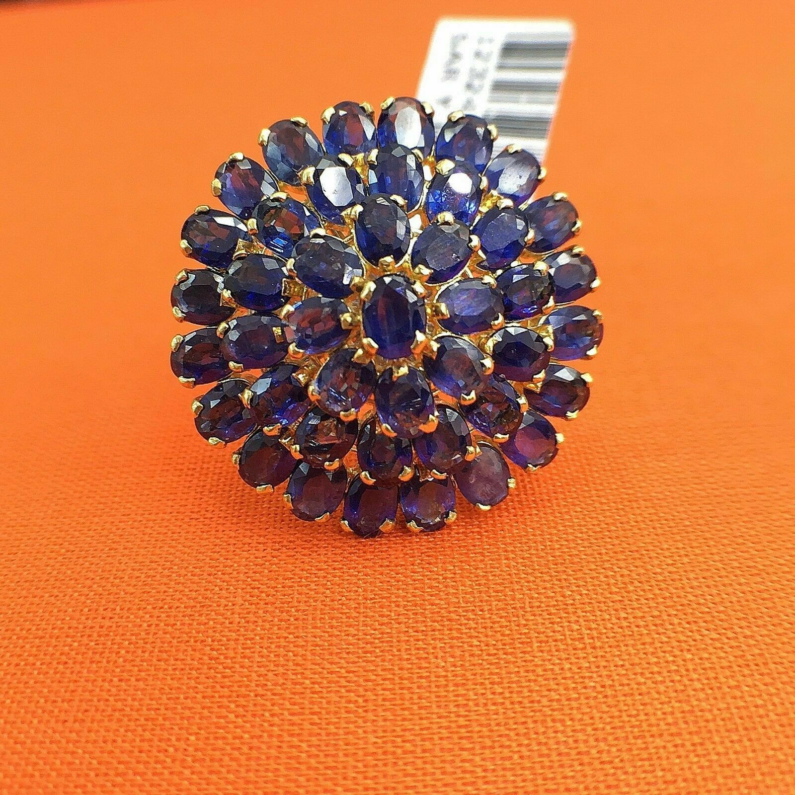 4.28 Carats t.w. Sapphire Cocktail/Dinner Ring 14K Gold 1 Inch Diameter