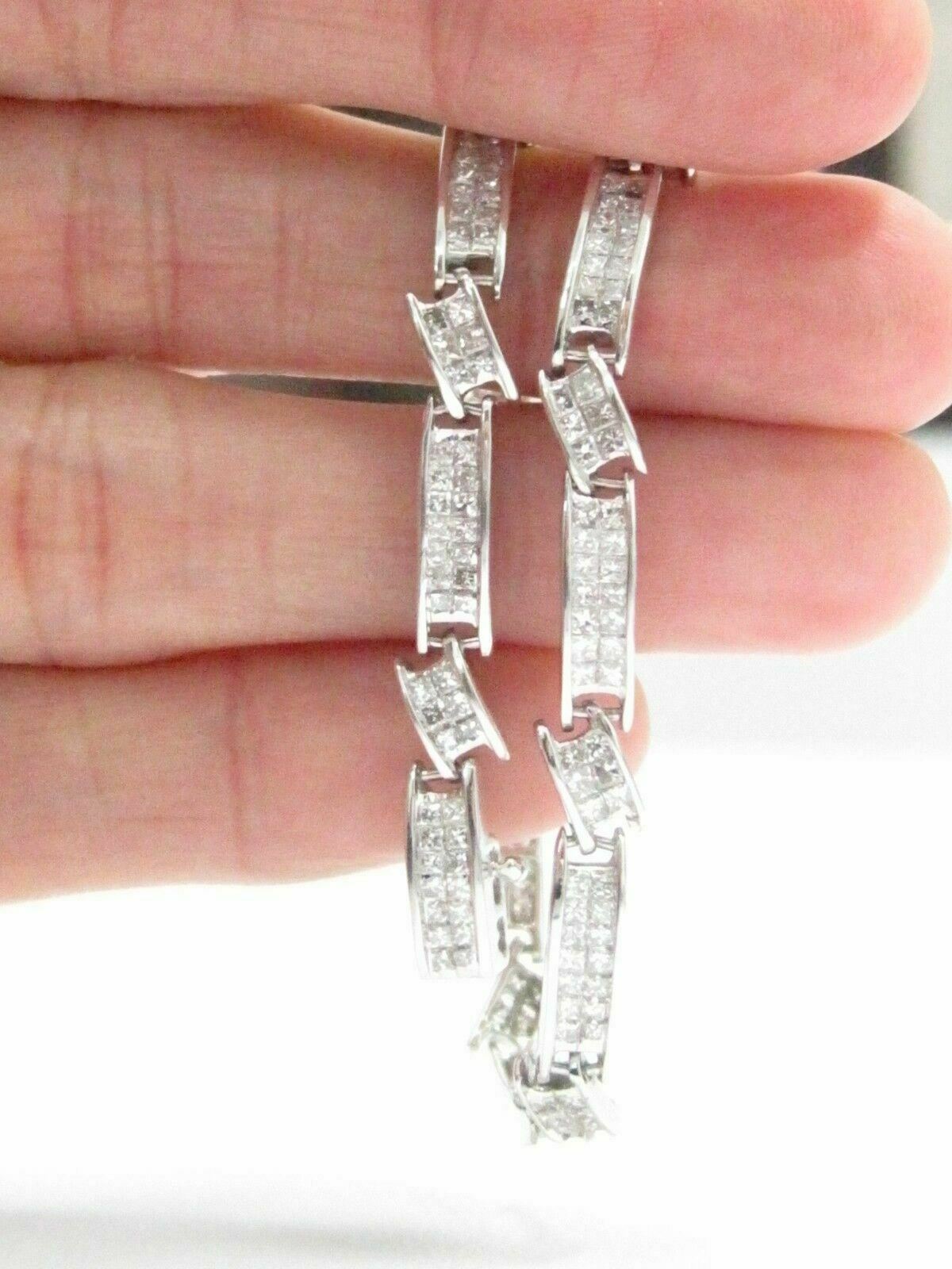 2.00 TCW 2 Row Princess Cut Diamond Bracelet H-I SI1 7 Inches 14k White Gold