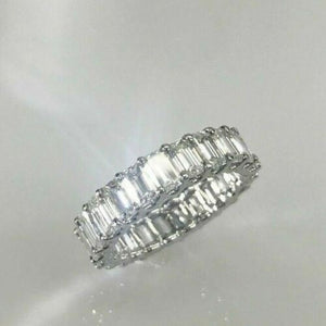 4.50 TCW Emerald Cut Diamond Eternity Wedding Band in Platinum U Setting