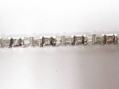 6.98 TCW Baguette & Princess Cut Diamond Tennis Bracelet G VS2 14k White Gold