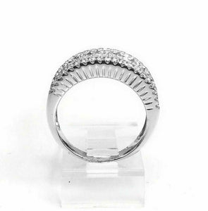 1.35 TCW Diamond Baguette Channel Set Center Round Sides 18K White Gold Band