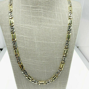 Solid 14 Karat Two Tone Gold Mens Necklace Chain 28 Inches 3.12 Ounces