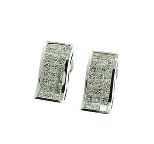 4.25 Carats t.w. Diamond Invisible Set French Clip Earrings 18K Gold G Color