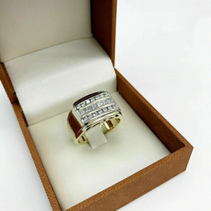 1.20 Carats t.w. Diamond Channel Set Mens Ring 14K 2 Tone Gold 17.6 Grams New