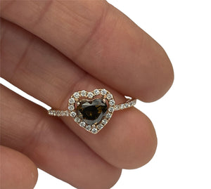 Natural Fancy Brown Heart Diamond Ring Rose Gold 14kt