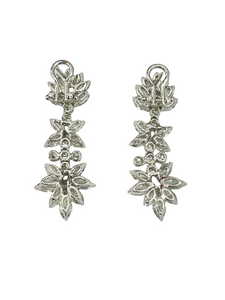 Marquise and Round Brilliants Drop Flower Diamond Dangling Earrings 18kt