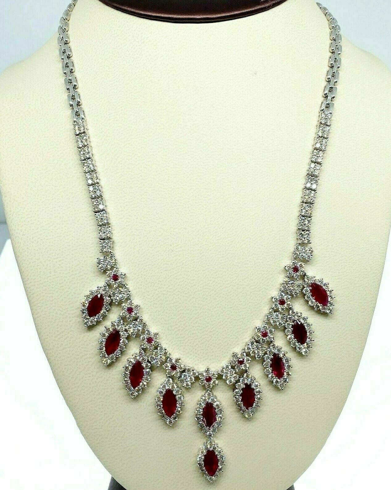 31.24 Carats t.w. Diamond and Burmese Ruby Dinner Necklace 18K Gold 54 Grams
