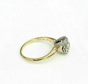 Antique 0.81 Carat t.w. Old Euro Diamond Wedding/Engagement Ring 14K Gold 1960's
