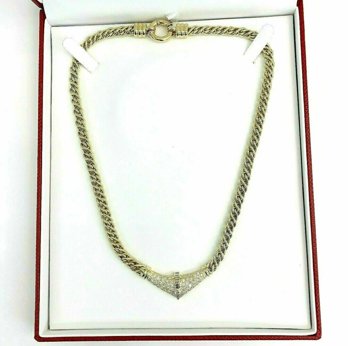 2.25 Carats t.w. Pear Baguette and Round Diamond Dinner Necklace 18K Gold