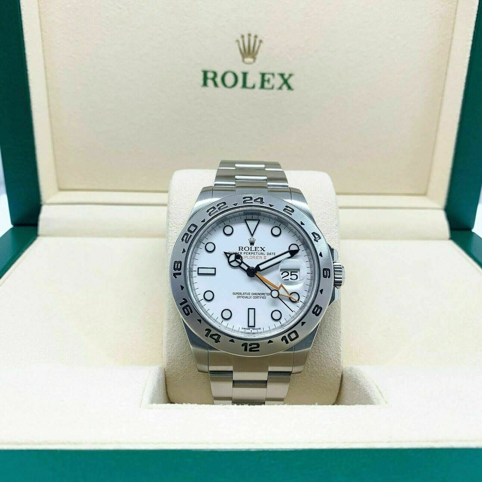 Rolex 42MM Polar Explorer II Stainless Watch Ref # 216570 Engraved Serial